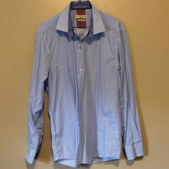 cavani Other - Cavani Tailored Classic Blue Patterned Dress Shirt